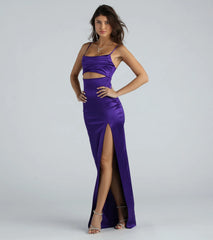 Kyla Cutout High Slit Satin Formal Dress