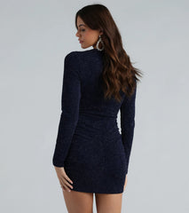 Sparkly Marvel Glitter Long Sleeve Party Dress
