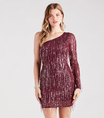 Glitz And Gleam Sequin Fringe Mini Dress