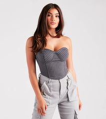 Modern Posh Strapless Pinstripe Corset Top