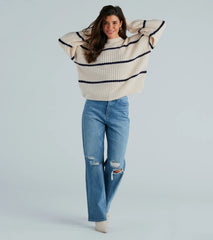 Confident Cutie Striped Oversized Sweater