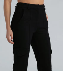 Look Again Ponte High-Rise Cargo Joggers