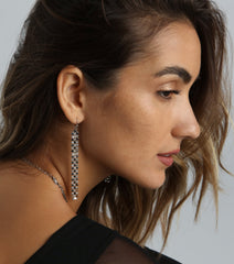 Catch The Light Rhinestone Fringe Earrings