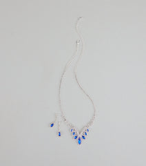 Dripping In Glamour Gemstone Necklace And Earrings Set