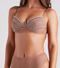 Glam Mood Rhinestone Shimmer Bra And Panty Set