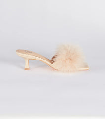 Diva Cutie Marabou Kitten Heel Mules