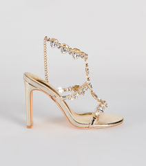 Uncovered Gemstone Metallic Block Heels