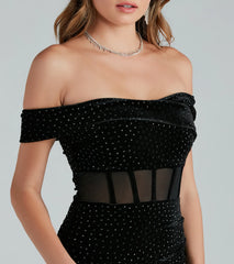 Adriena Velvet Rhinestone Party Dress