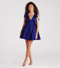 Mayva Taffeta Bow A-Line Short Dress