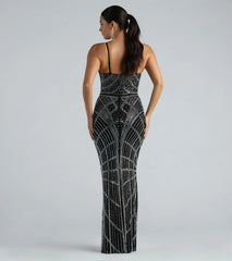 Mckenzie Formal Rhinestone Mesh Long Dress
