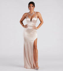 Lilah Formal Satin Lace-Up Mermaid Dress