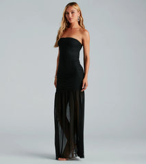 Shaliee Formal Mesh Strapless Mermaid Dress