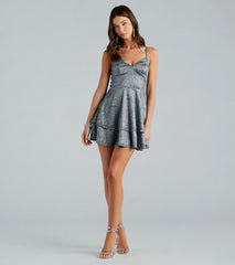 Cherished Shine Glitter Ruffled Skater Dress