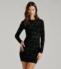 Late Night Vibes Velvet Flocked Mini Dress