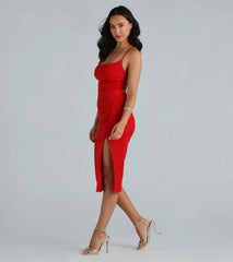 Glam Obsession Glitter Mesh Midi Dress