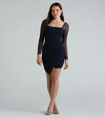 Luxe Affair Sheer Long Sleeve Mini Dress