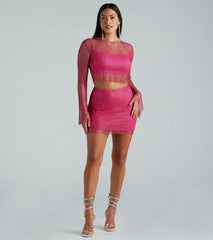 Party Mood Rhinestone Sheer Fishnet Top
