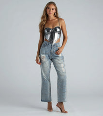 Future So Bright Metallic Crop Bustier
