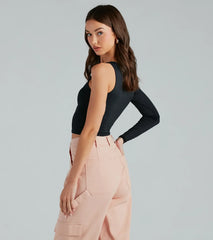 Trendy Staple Asymmetric Smooth Knit Top