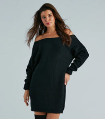 Casual And Cozy Off-The-Shoulder Sweater Dress