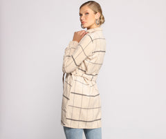 Poised in Plaid Belted Shacket