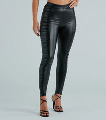 Major Strut Ruched Faux Leather Leggings