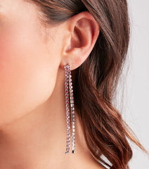 Go For The Glam Rhinestone Fringe Earrings
