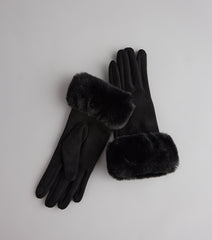 Cold Weather Luxe Faux Fur Trim Gloves