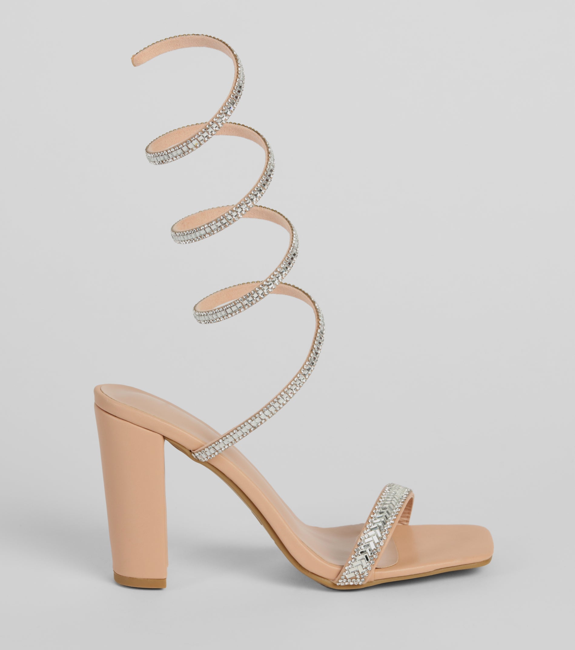 High Sparkle Rhinestone Spiral Block Heels