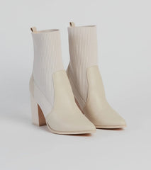 Brand New Attitude Knit Faux Leather Booties