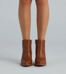 Stylish Staple Faux Leather Block Heel Booties