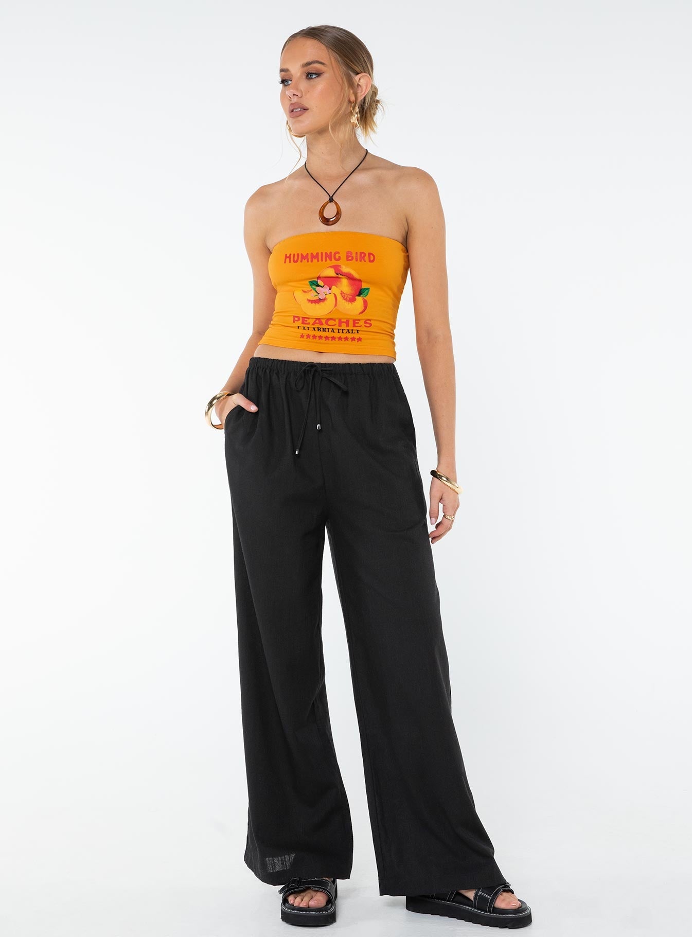 Ogilvie Linen Blend Pants Black