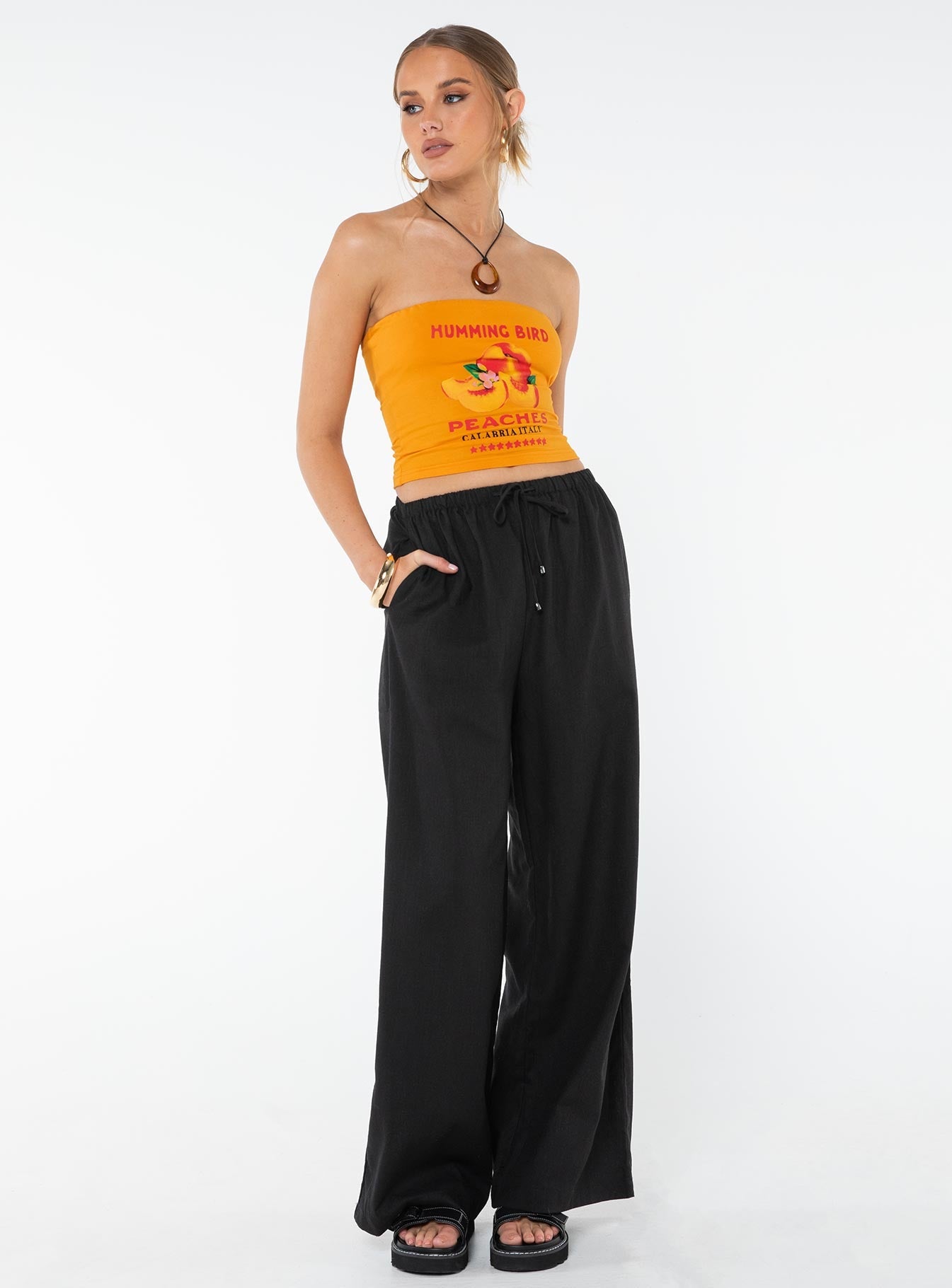 Ogilvie Linen Blend Pants Black