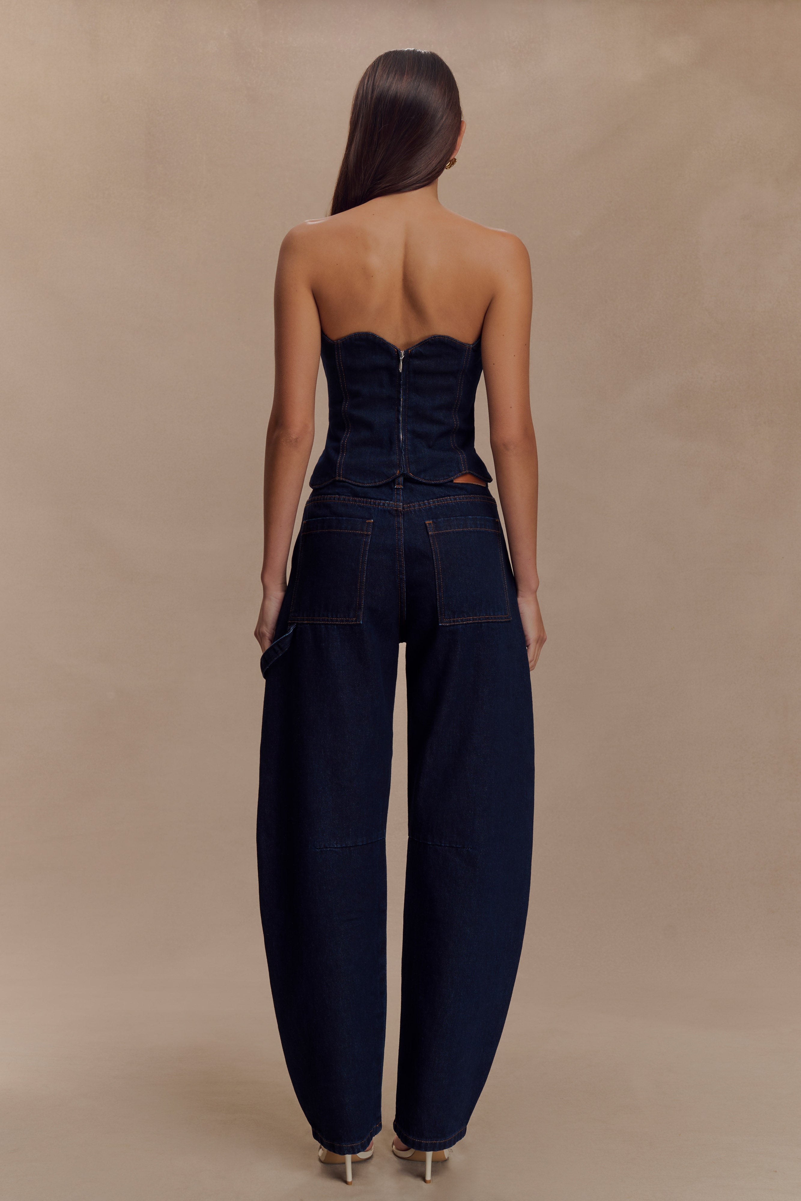 Oakley Strapless Scallop Denim Top - Indigo Blue